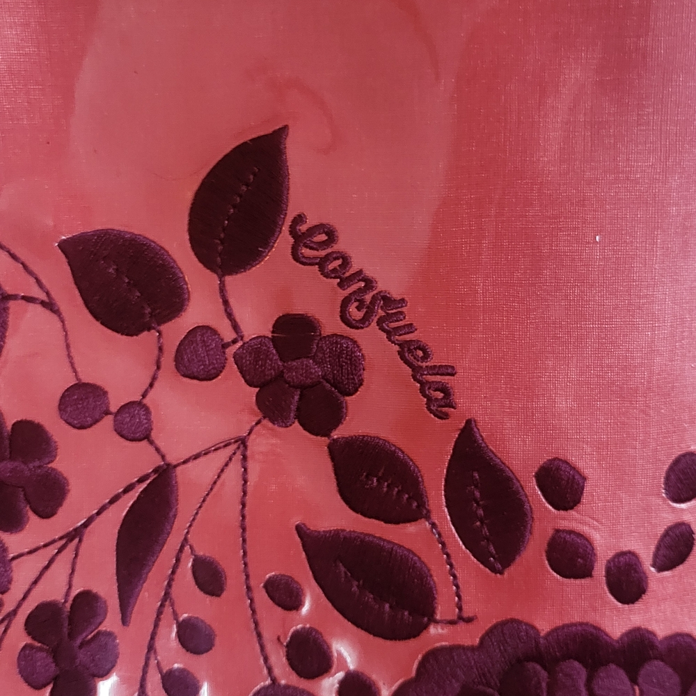 Consuela Coral and Purple Embroidered Floral Tote - Picture 2 of 10